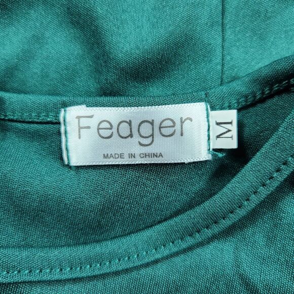 Ruffle Trim Bell Sleeve Midi Dress Tie Back Womens Size Medium Green - Picture 9 of 9